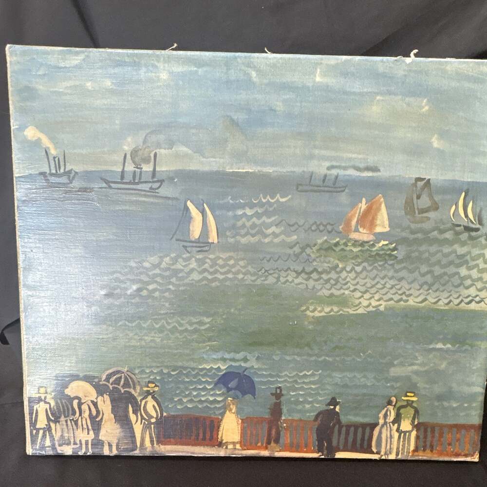 Vintage Raoul Dufy “Sea at Havre” Framed Licensed Reprint Canvas/Wood Landscape